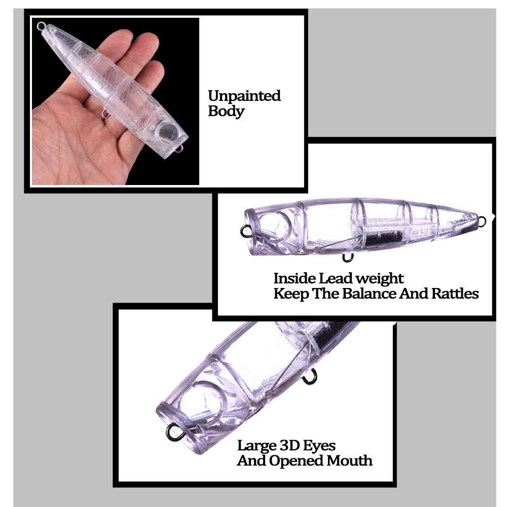 Chan’sHuang 5PCS Unpainted Bla - Fishing Lure Popper 评论和价格